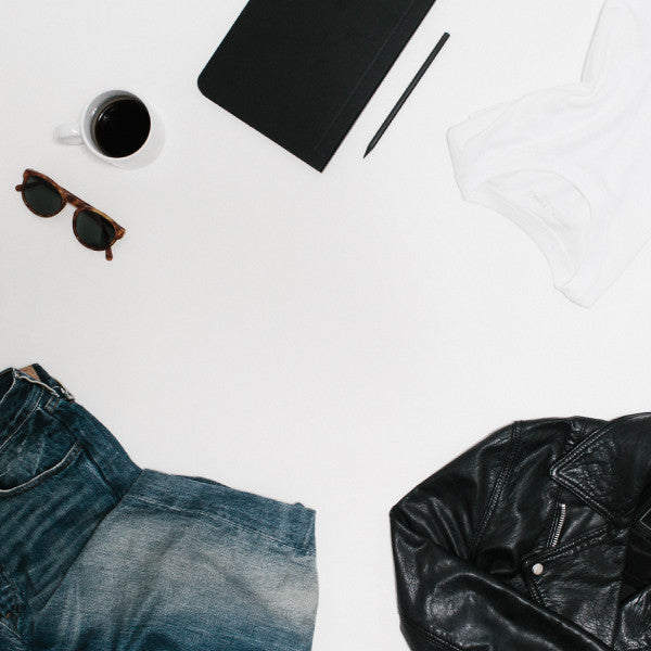 Essential, wardrobe capsule, denim, leather, white tee